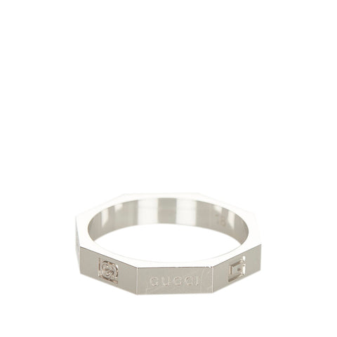 グッチ K18WG ホワイトゴールド オクタゴナル リング 指輪 メンズ GUCCI 17号 【中古】