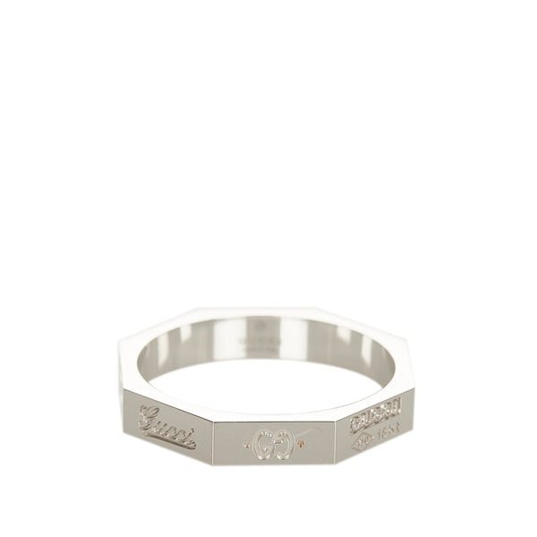 グッチ K18WG ホワイトゴールド オクタゴナル リング 指輪 メンズ GUCCI 17号 【中古】