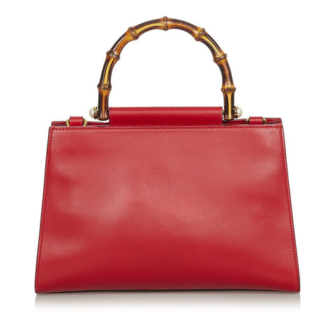 グッチ バンブー 459076 レッド レザー ハンドバッグ レディース GUCCI 【中古】
