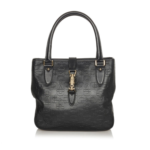 グッチ ジャッキー 145817 ブラック レザー ハンドバッグ レディース GUCCI 【中古】