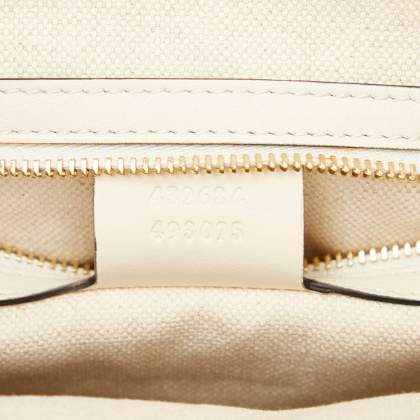 グッチ バーバリウム 432684 ホワイト ブルー キャンバス レザー ハンドバッグ レディース GUCCI 【中古】