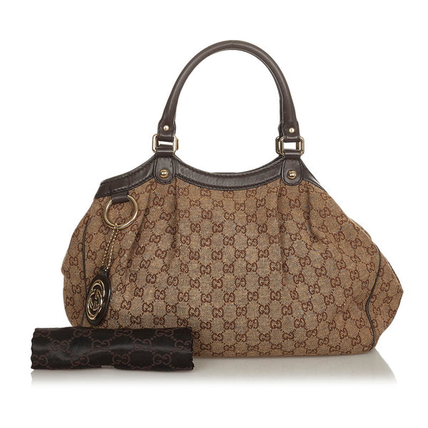 グッチ GGキャンバス スーキー 211944 ブラウン キャンバス レザー ハンドバッグ レディース GUCCI 【中古】