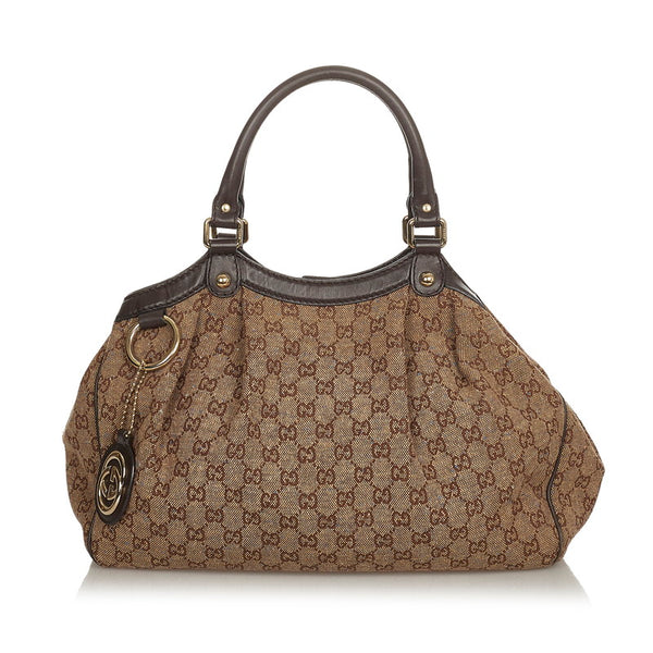 グッチ GGキャンバス スーキー 211944 ブラウン キャンバス レザー ハンドバッグ レディース GUCCI 【中古】