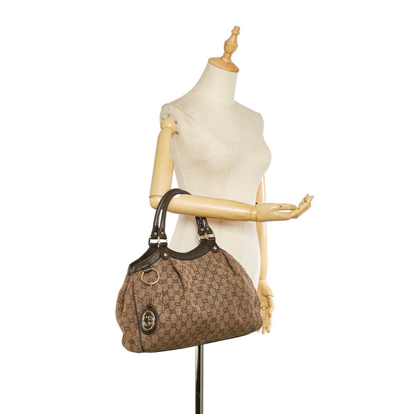 グッチ GGキャンバス スーキー 211944 ブラウン キャンバス レザー ハンドバッグ レディース GUCCI 【中古】