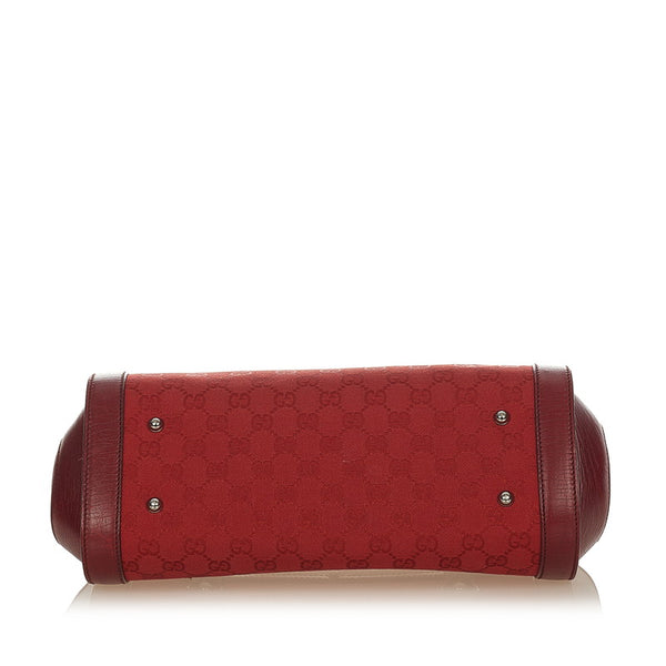 グッチ GGキャンバス バンブー 111713 レッド レザー キャンバス ハンドバッグ レディース GUCCI 【中古】