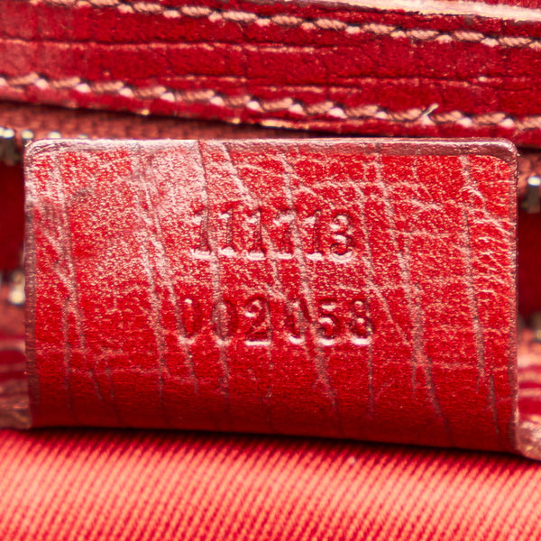 グッチ GGキャンバス バンブー 111713 レッド レザー キャンバス ハンドバッグ レディース GUCCI 【中古】