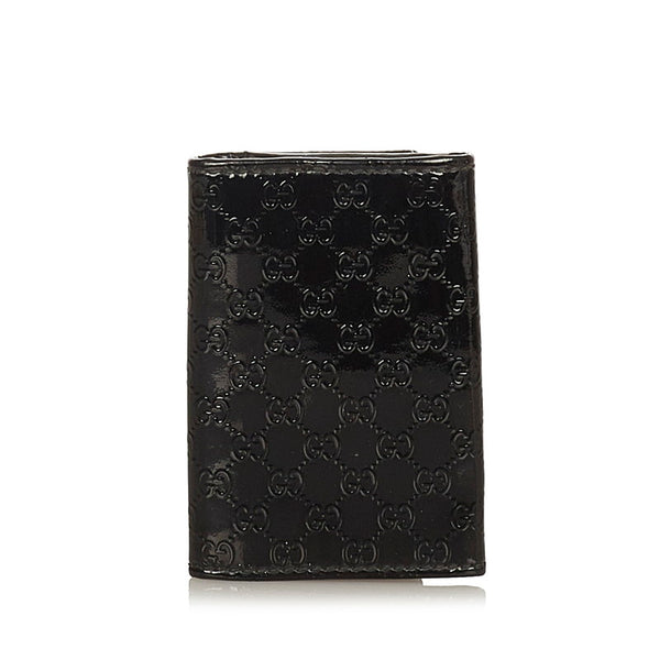 グッチ マイクログッチ キーケース 309759 ブラック エナメル レディース GUCCI 【中古】