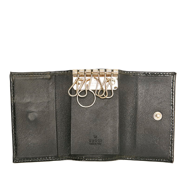 グッチ マイクログッチ キーケース 309759 ブラック エナメル レディース GUCCI 【中古】