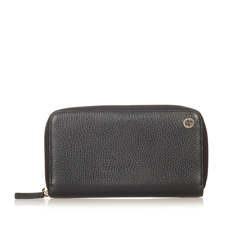 グッチ インターロッキングG 449347 ブラック レザー 長財布 レディース GUCCI 【中古】