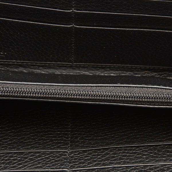 グッチ インターロッキングG 449347 ブラック レザー 長財布 レディース GUCCI 【中古】