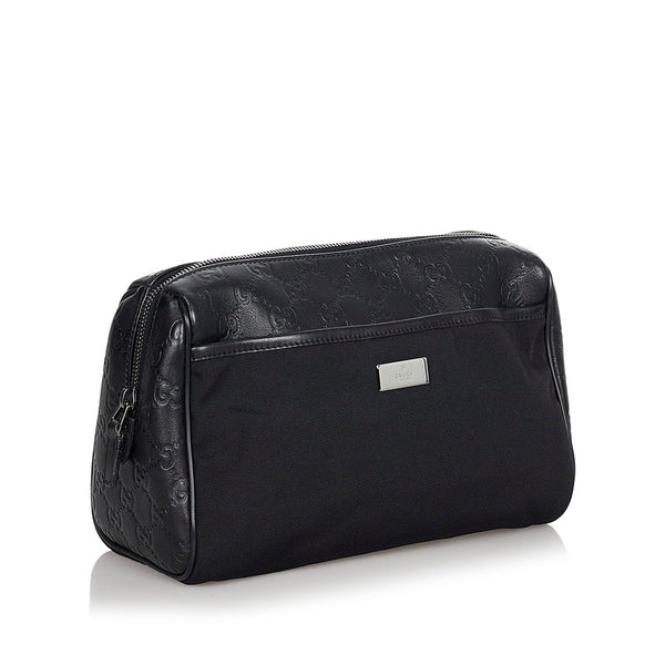 グッチ GG ブラック レザー ナイロン セカンドバッグ レディース GUCCI 【中古】