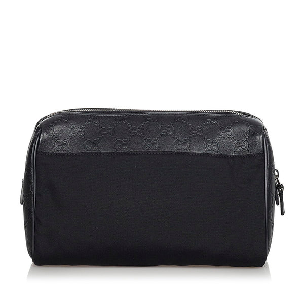 グッチ GG ブラック レザー ナイロン セカンドバッグ レディース GUCCI 【中古】