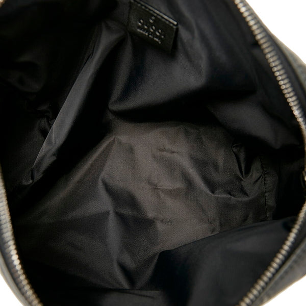 グッチ GG ブラック レザー ナイロン セカンドバッグ レディース GUCCI 【中古】