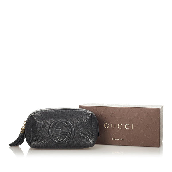 グッチ ソーホー 308636 ブラック レザー ポーチ レディース GUCCI 【中古】