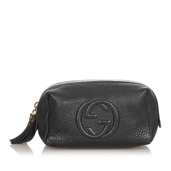 グッチ ソーホー 308636 ブラック レザー ポーチ レディース GUCCI 【中古】