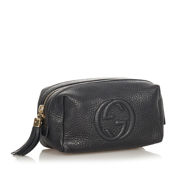 グッチ ソーホー 308636 ブラック レザー ポーチ レディース GUCCI 【中古】