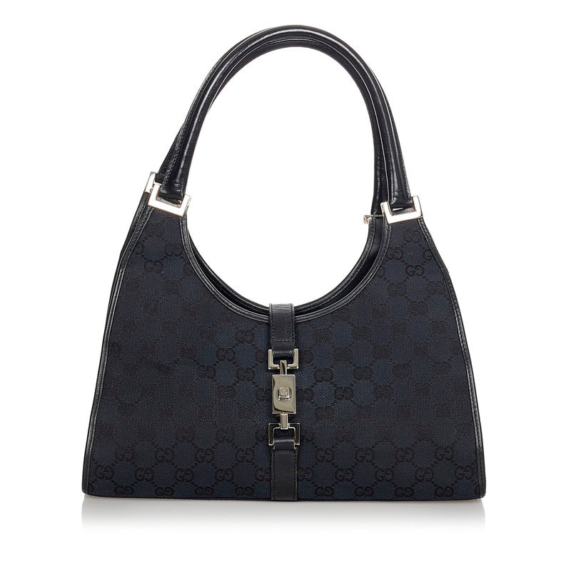 グッチ ジャッキー GGキャンバス 002 1067 ブラック キャンバス レザー ショルダーバッグ レディース GUCCI 【中古】