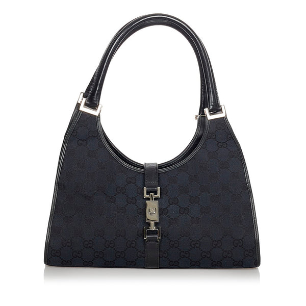 グッチ ジャッキー GGキャンバス 002 1067 ブラック キャンバス レザー ショルダーバッグ レディース GUCCI 【中古】