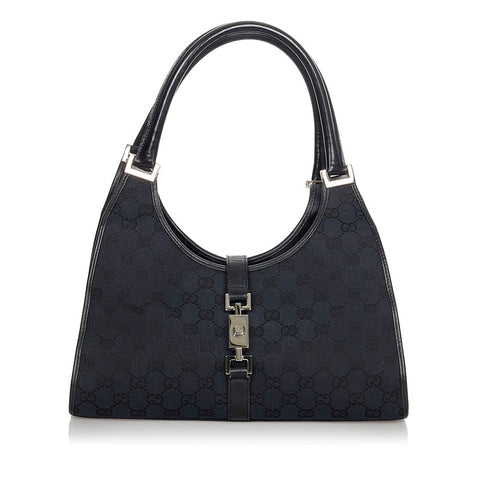 グッチ ジャッキー GGキャンバス 002 1067 ブラック キャンバス レザー ショルダーバッグ レディース GUCCI 【中古】