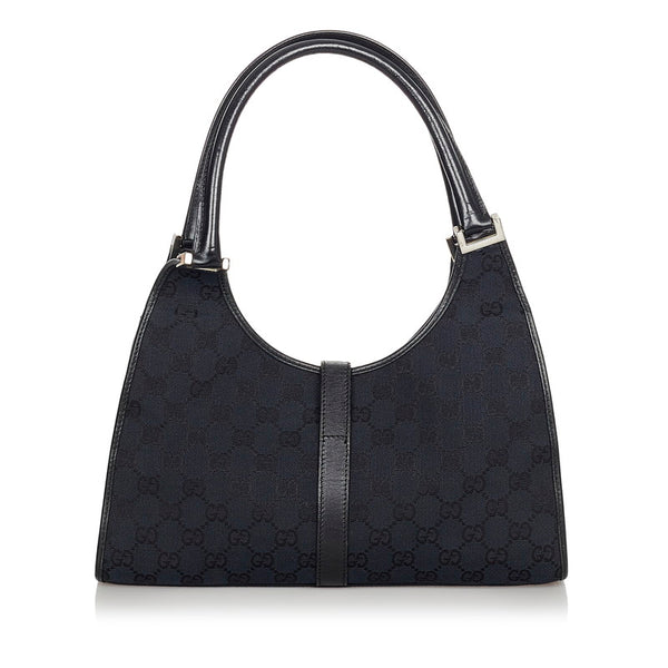 グッチ ジャッキー GGキャンバス 002 1067 ブラック キャンバス レザー ショルダーバッグ レディース GUCCI 【中古】