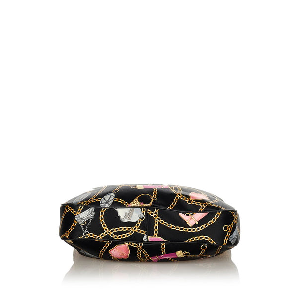 グッチ チャーム柄 153010 ブラック マルチカラー サテン レザー ワンショルダー レディース GUCCI 【中古】