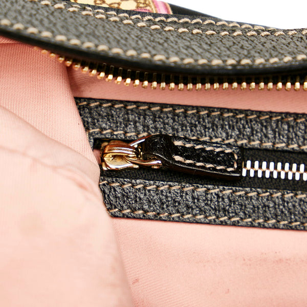 グッチ チャーム柄 153010 ブラック マルチカラー サテン レザー ワンショルダー レディース GUCCI 【中古】