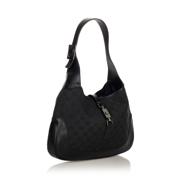 グッチ GGキャンバス ジャッキー 00963 ブラック キャンバス レザー ワンショルダー レディース GUCCI 【中古】