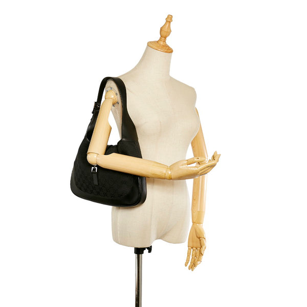 グッチ GGキャンバス ジャッキー 00963 ブラック キャンバス レザー ワンショルダー レディース GUCCI 【中古】