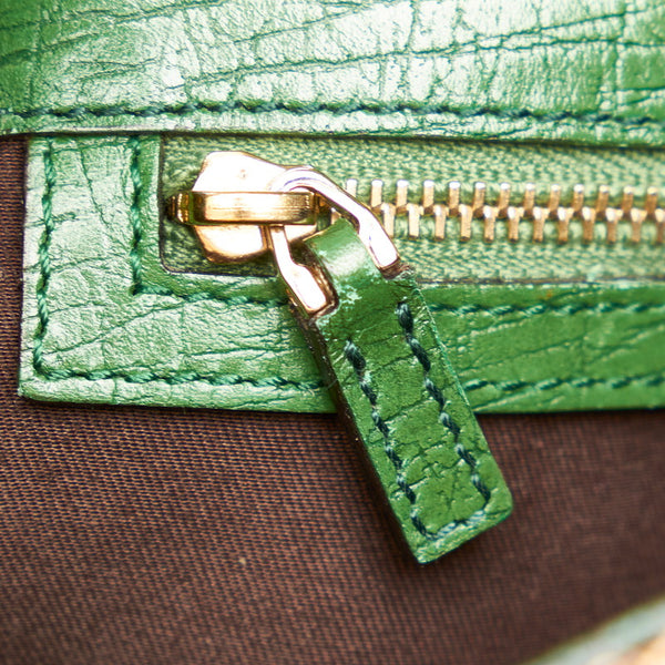 グッチ GGキャンバス ホースビット 131474 グリーン ブラウン キャンバス レザー ショルダーバッグ レディース GUCCI 【中古】