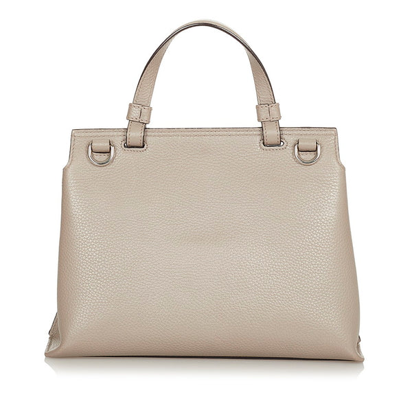 グッチ バンブー デイリー グレー レザー ハンドバッグ ショルダーバッグ 2WAY レディース GUCCI 【中古】