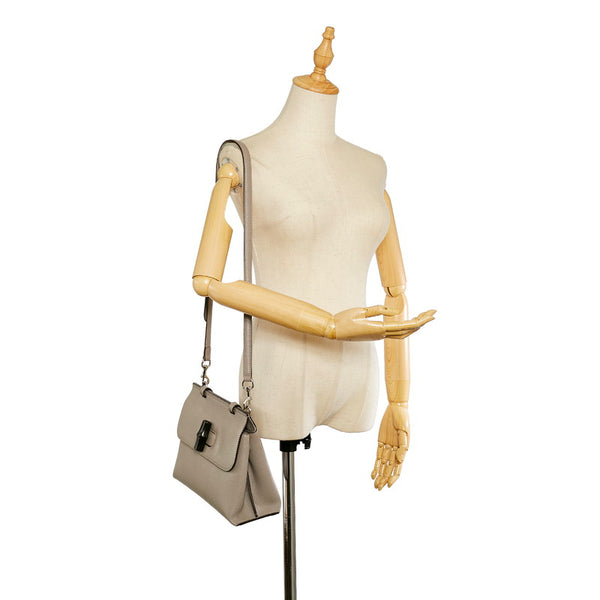 グッチ バンブー デイリー グレー レザー ハンドバッグ ショルダーバッグ 2WAY レディース GUCCI 【中古】