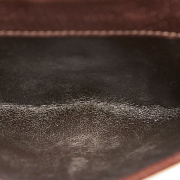 グッチ GGキャンバス Ｗホック 二つ折り財布 131854 ブラウン キャンバス レザー レディース GUCCI 【中古】