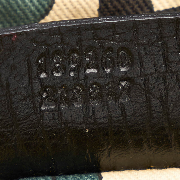 グッチ GGキャンバス シェリーライン 139260 ブラック キャンバス レザー トートバッグ レディース GUCCI 【中古】