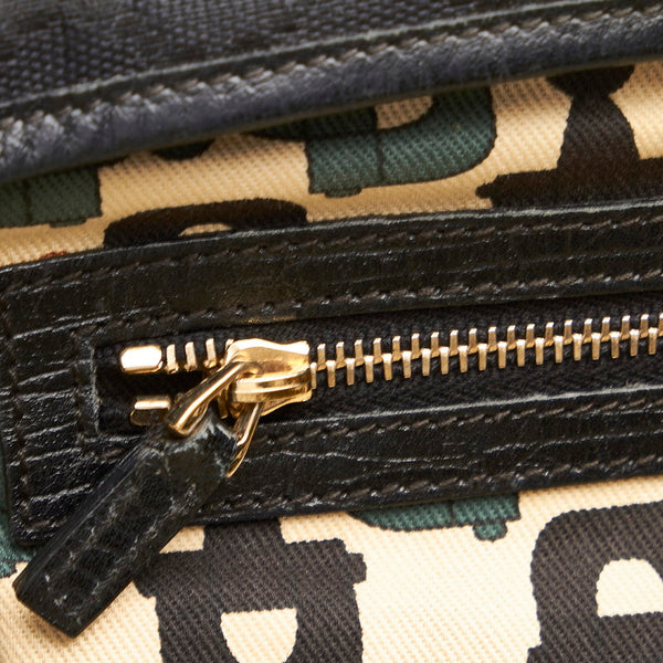 グッチ GGキャンバス シェリーライン 139260 ブラック キャンバス レザー トートバッグ レディース GUCCI 【中古】