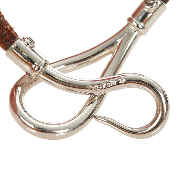エルメス ブラウン シルバー レザー メタル ジャンボブレス ブレスレット レディース HERMES 【中古】