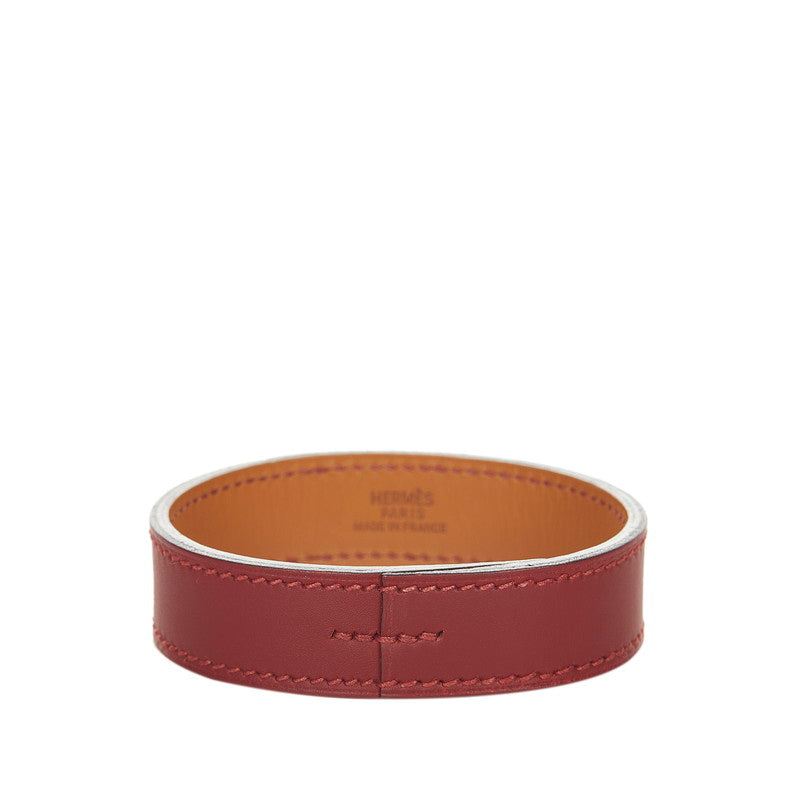 エルメス プールトゥール  バングル レザー ブレスレット ボルドー カーフ レディース HERMES 【中古】