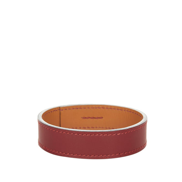 エルメス プールトゥール  バングル レザー ブレスレット ボルドー カーフ レディース HERMES 【中古】