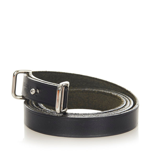 エルメス ブラック シルバー レザー メタル アピ２ バングル レディース HERMES 【中古】