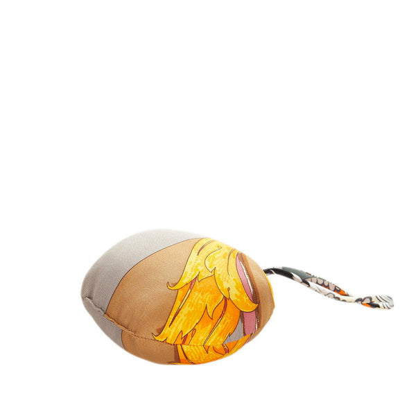 エルメス プティアッシュ オーナメント チャーム グレー オレンジ シルク レディース HERMES 【中古】