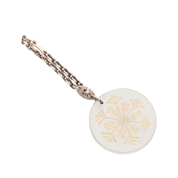 エルメス ホワイト レザー SV925 シルバー 雪の結晶 チャーム レディース HERMES 【中古】