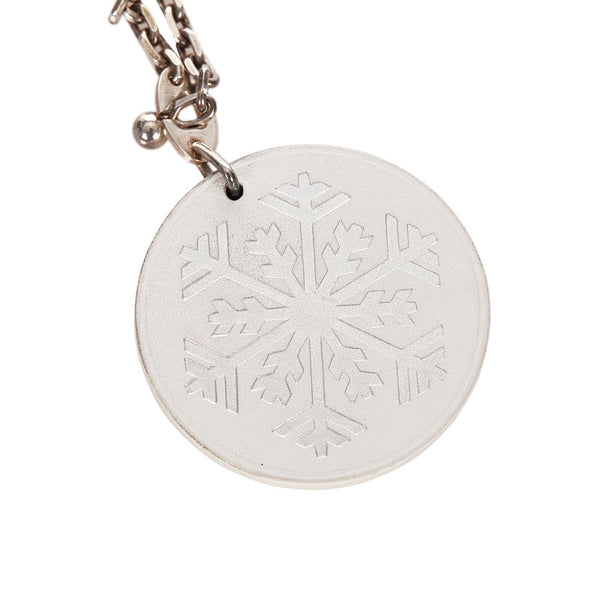 エルメス ホワイト レザー SV925 シルバー 雪の結晶 チャーム レディース HERMES 【中古】