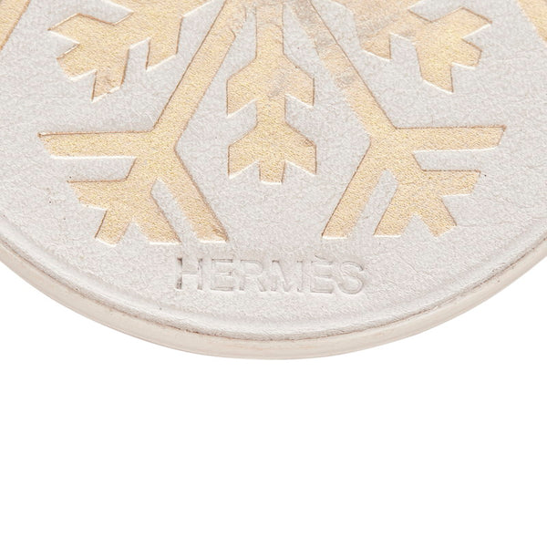 エルメス ホワイト レザー SV925 シルバー 雪の結晶 チャーム レディース HERMES 【中古】