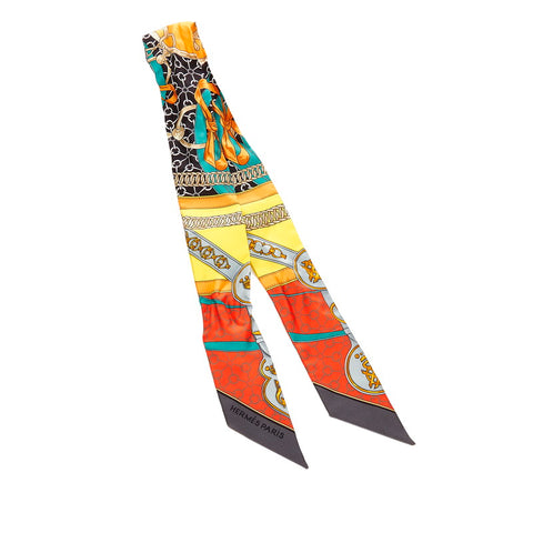 エルメス ツイリー オレンジ シルク スカーフ レディース HERMES 【中古】