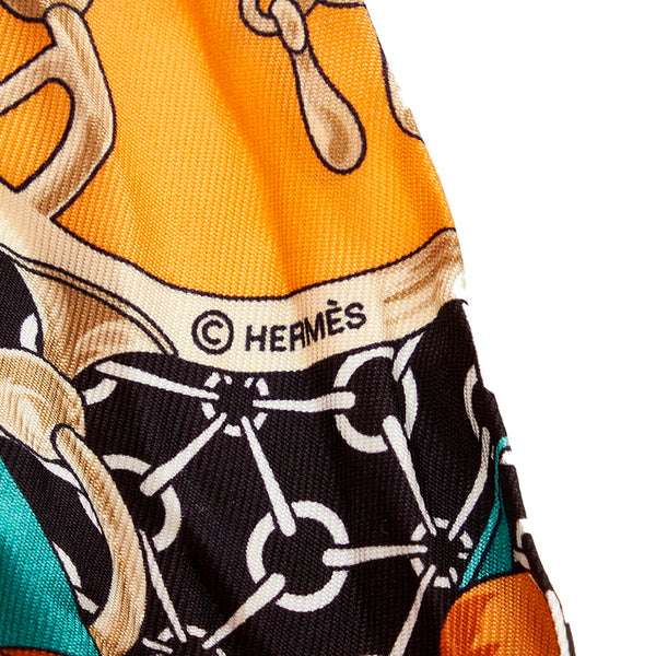 エルメス ツイリー オレンジ シルク スカーフ レディース HERMES 【中古】