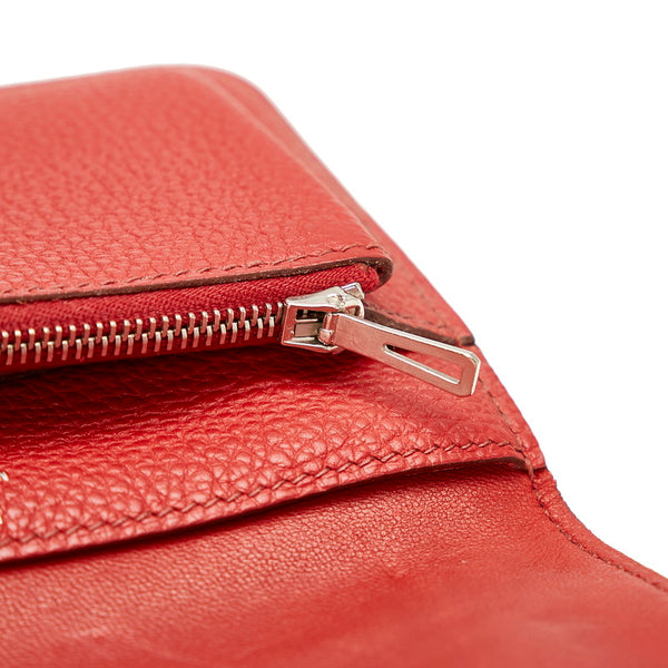 エルメス ドコン コンパクト レッド トゴ 二つ折り財布 レディース HERMES □K刻印 【中古】