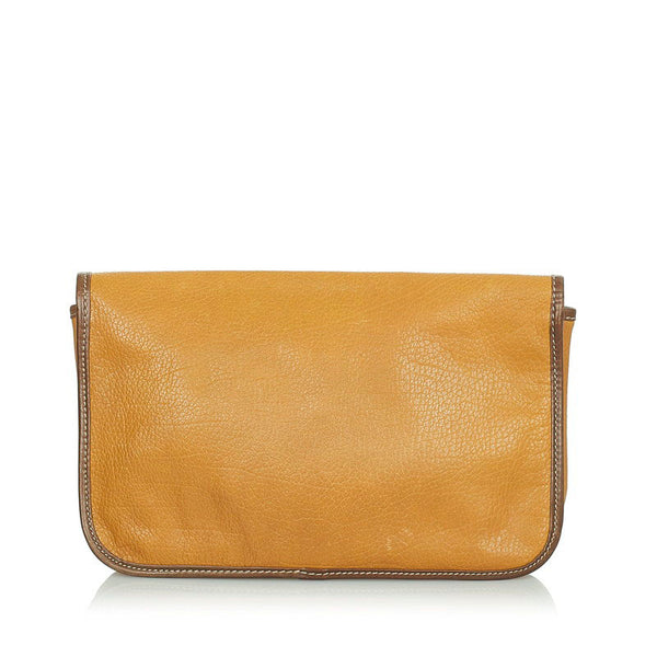 ロエベ アナグラム キャメル レザー ポーチ レディース LOEWE 【中古】