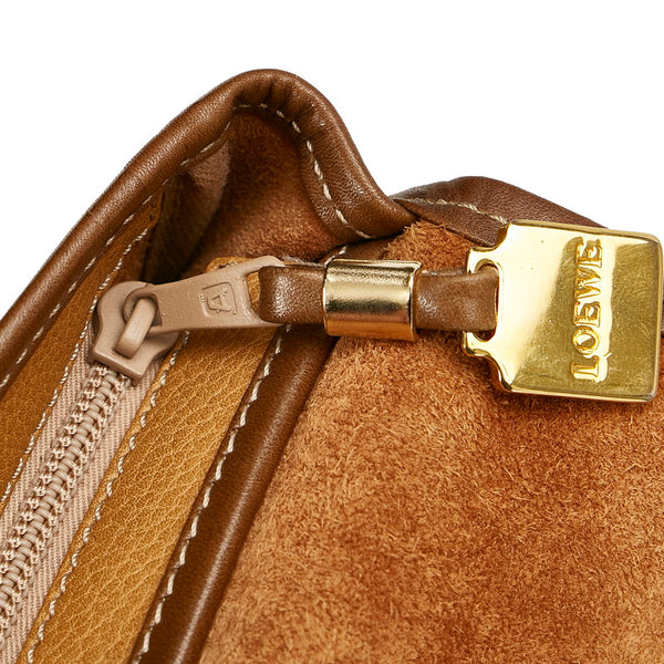 ロエベ アナグラム キャメル レザー ポーチ レディース LOEWE 【中古】