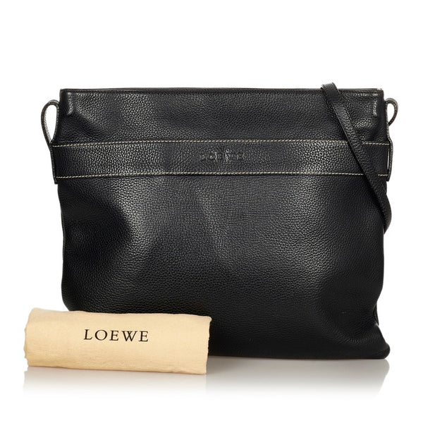 ロエベ ブラック レザー 斜め掛け ショルダーバッグ レディース LOEWE 【中古】