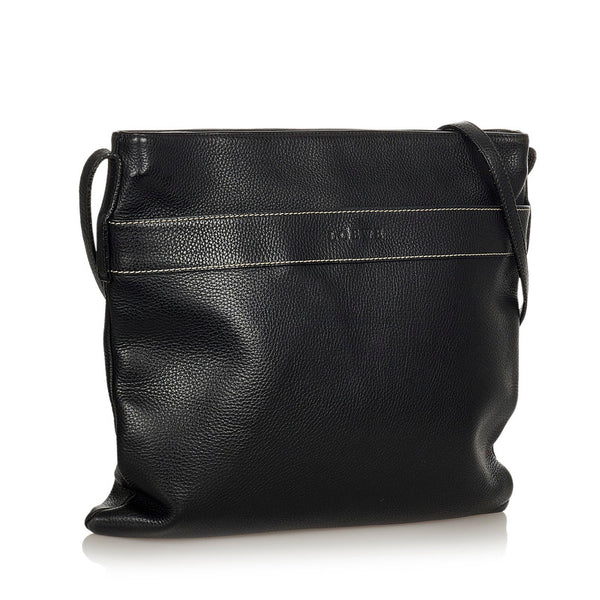 ロエベ ブラック レザー 斜め掛け ショルダーバッグ レディース LOEWE 【中古】