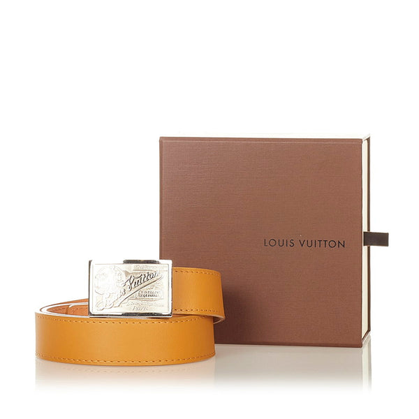 ルイ ヴィトン サンチュール ジーンズ M6812 キャメル レザー ベルト メンズ LOUIS VUITTON 【中古】